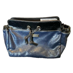 MICHE JEAN Faux Leather High Gloss Shell, Navy Blue